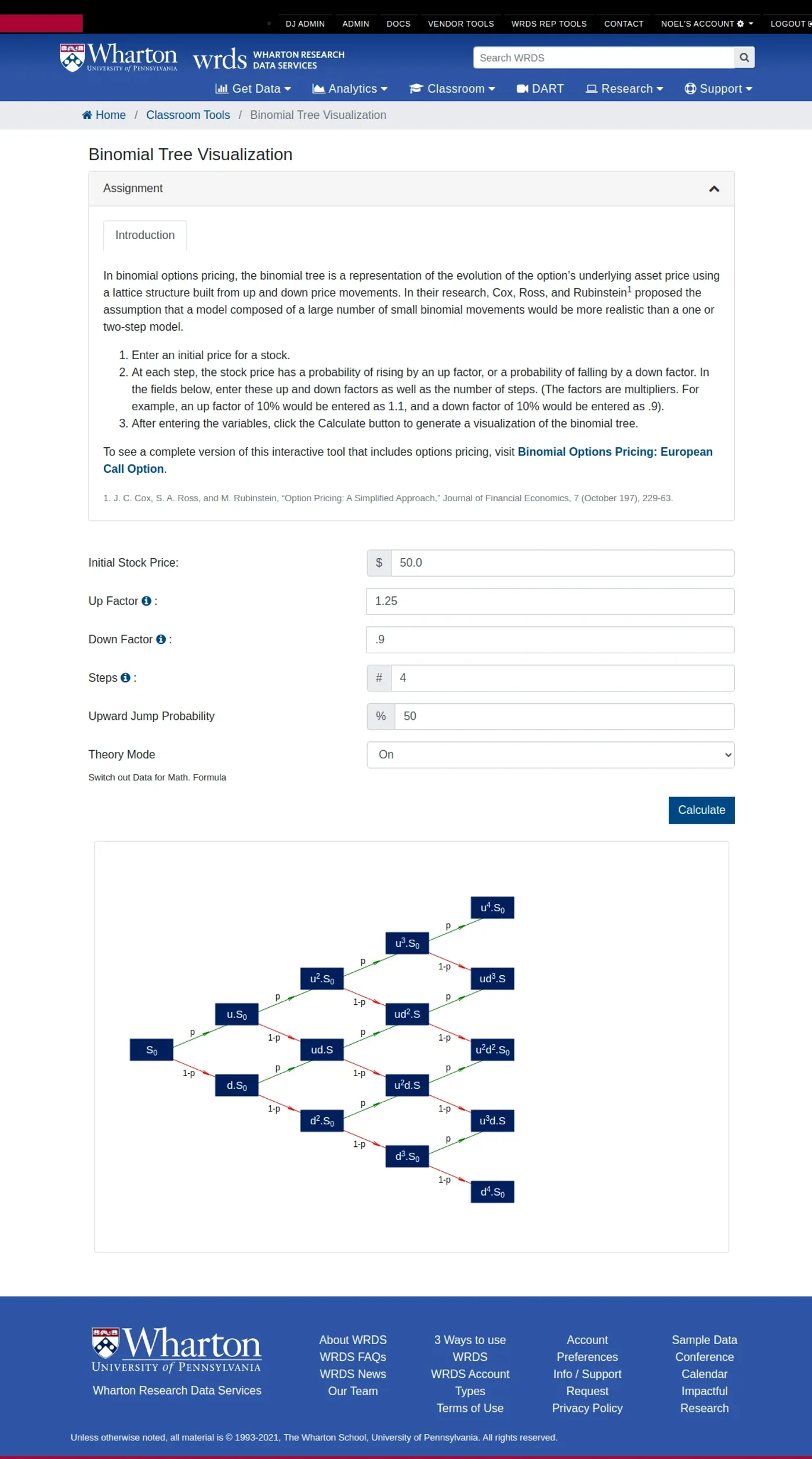 Options binomial tree tool